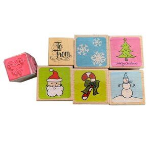 Christmas-Themed Rubber Stamp Set Holiday Designs Snowflakes Santa Tree More Fun